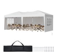 VEVOR Tonnelle Pop-up, 5,9x2,96 m, Gazebo Auvent Escamotable Instantané Portable, avec Parois Latérales, Fenêtres Ventilées, Facile à Monter, Abri Solaire Extérieur pour Événements, Jardin, Blanc