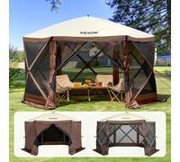 VEVOR Tonnelle Pop-Up Tente Moustiquaire 6 Côtés Abri Soleil Marron 3,81x3,81 m Marron