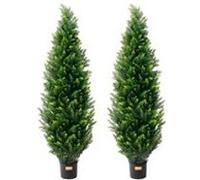 VEVOR Topiaire Artificiel Cèdre 2PCS Fausse Plante Intérieur Extérieur 152,4 cm Vert