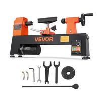 VEVOR Tour à Bois 250 W 200x330 mm Tour d'Établi avec Vitesses Variables pour Débutants, Amateurs de Bricolage, Travail et Tournage du Bois, 150 à 3200 tr/min, avec Porte-outil, Clés, Pieds Stables