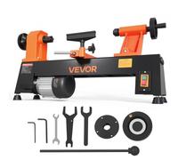 VEVOR Tour à Bois 375 W 254x465 mm Tour d'Établi à 5 Vitesses Réglables pour Débutants, Amateurs de Bricolage, Travail et Tournage du Bois, 650/1100/1600/2200/3200 tr/min, avec Porte-outil, Clés