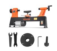 VEVOR Tour à Bois 560 W 304x465 mm Tour d'Établi à 5 Vitesses Réglables pour Professionnels, Amateurs Avertis, Travail Bois, 650/1100/1600/2200/3200 tr/min, avec Porte-outil, Clés, Plateau Tournage