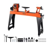 VEVOR Tour à Bois Électrique, 40,6 x 102 cm, 1100 W, avec Pieds Verticaux, Vitesse Variable 150-3200 tr/min, Moteur CC sans Balais, Corps en Fonte, pour Projets Menuiserie de Moyenne à Grande Envergur