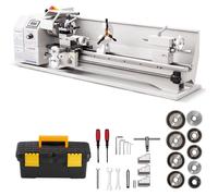 VEVOR, tour à métaux 220 x 762 mm, 1100 W, pour ateliers, avec vitesse variable jusqu'à 3000 tr/min, bouton d'arrêt d'urgence, 8 outils de taraudage métriques de 0,5 à 2,5 mm, 8 outils de taraudage en