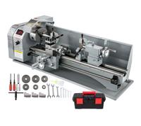 VEVOR Tour à Métaux de Précision 1100W 220 x 750 mm Mini Tour à Bois à Vitesse Variable 50-2250±10% tr/min Tour Électronique Professionnel Tour Réglable en Métal pour Tournage Perçage Filetage Coupe