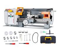 VEVOR Tour à Métaux de Précision 178x356 mm Tour à Métaux Table 0-2200 tr/min Vitesse Variable Continu 500 W Moteur à Balais d'Engrenages Métal Boîte à Outils pour Usinage Traitement Pièces Précision