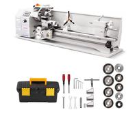 VEVOR Tour à Métaux d'Établi 220x762 mm 1100 W Tour Métaux Vitesse Variable, pour 8 Filetages Métriques 8 Impériaux, Tournage, Perçage, Moletage, Max. 3000 tr/min, Engrenage Métal, Moteur sans Balais