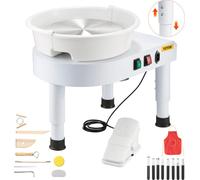 VEVOR Tour de potier Machine à façonner les poteries 28 cm Machine à façonner les roues en céramique avec pédale réglable & cuve amovible, set complet de disques en céramique pour le travail Art Artis