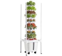VEVOR Tour Hydroponique 9 Étages 45 Trous, Système de Culture Hydroponique pour Herbes, Légumes et Fruits, avec Lampe de Croissance LED, Contrôle par App, roulettes, Réservoir d'eau de 20 L et Pompe