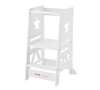VEVOR Tour Observation Enfant Charge 158,9 kg Tour Apprentissage Montessori Bambou 3 Hauteurs avec Garde-corps de Sécurité pour Tout-petit, Chambre à Coucher, Salle de Bain, Comptoir de Cuisine, Blanc