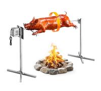 VEVOR Tourne Broche Électrique sur Pied, Charge 60 kg, 8 Niveaux de Hauteur | Barbecue à Méchoui Agneau Porcelet Rôtisserie, Moteur 38 W avec Broche 142 cm, Kit Rôtissoire Barbecue Universel en Inox
