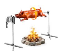 VEVOR Tourne Broche Électrique sur Pied, Charge 60 kg, Tige en Inox 132 cm, Barbecue à Méchoui Agneau Porcelet Rôtisserie, 8 Niveaux de Hauteur, Kit Rôtissoire Barbecue Universel avec Moteur 38 W