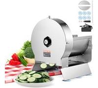 VEVOR Trancheuse Légumes Électrique Réglable Inox Commercial Convertible Manuel 0-1,2cm Argent