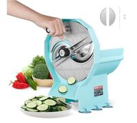 VEVOR Trancheuse Manuelle pour Légumes et Fruits, Coupe-Légumes Épaisseur Réglable 0-12 mm, Double Ports d'Alimentation, Lame en Acier Inoxydable, Machine à Trancher pour Concombre, Citron, Tomate