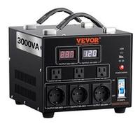 VEVOR Transformateur de tension 3000W Transformateur AC 110V⇋220V 3 prises de sortie américaines NEMA 5-15R à 3 pôles, 3 prises de sortie européennes Shucko, 1 prise USB et 1 prise de type C