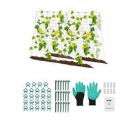 VEVOR Treillis de concombre pour plantes grimpantes, treillis de jardin pliable en métal pour lit surélevé, avec pinces pour plantes, support de plantes, pour tomates, courges, légumes, 90 x 140 cm