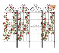 VEVOR Treillis de Jardin Métal 52,5x180 cm Support de Plante Grimpante Lot de 4 Treillis pour Rosiers, Tomates, Concombres, Fleurs Légumes Grimpants, avec Revêtement en Poudre, Système de Verrouillage