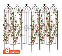 VEVOR Treillis de Jardin Métal 52,5x180 cm Support de Plante Grimpante Lot de 6 Treillis pour Rosiers, Tomates, Concombres, Fleurs Légumes Grimpants, avec Revêtement en Poudre, Système de Verrouillage
