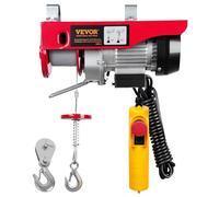 VEVOR Treuil à Câble Électrique 250 kg Palan Électrique avec Télécommande Filaire 4 m Treuil-Palan 510 W 10 m/min Hauteur de Levage Câble Simple 12 m Moteur pour Garages Entrepôts Usines