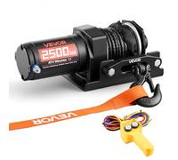 VEVOR Treuil Électrique 12 V CC 1134 kg Treuil pour Quad SSV Tout-terrain Remorquage, Corde Synthétique 4,8 mm x 12 m, Télécommande Filaire, Étanche IP55, Platine Montage, Guide-câble en Alliage d'Alu