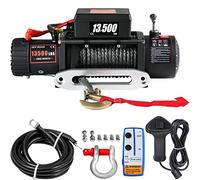 VEVOR Treuil Électrique 12 V CC 6123 kg, Corde Synthétique 9,5 mm x 24 m | pour Remorquage de SUV, Jeep, Remorque, Bateau, Véhicule Tout-terrain, Télécommande sans Fil et Filaire, Frein Automatique