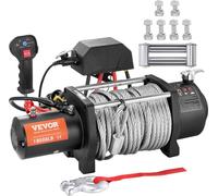 VEVOR Treuil électrique 12V 18000lbs/8 tonnes hors route Treuil électrique Câble d'acier avec télécommande sans fil noir Idéal pour les SUV de taille moyenne, les camions et même les yachts