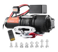 VEVOR Treuil électrique 12V 4500lbs/2041kg Treuil moteur offroad Treuil électrique Câble en nylon avec télécommande sans fil Noir Idéal pour les ATVs
