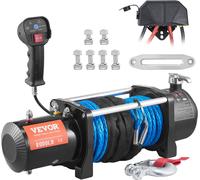 VEVOR Treuil électrique 12V 8000lbs/3629kg treuil moteur offroad treuil électrique câble nylon 12 brins avec contrôleur 2 en 1 noir Convient pour les SUV de taille moyenne grands camions et même les y