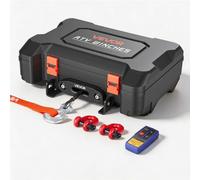 VEVOR, treuil électrique 12V, treuil mobile avec une capacité de traction de 2041 kg et télécommande, treuil motorisé portable avec câble synthétique, système de guidage du câble, crochets, sangles et