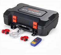 VEVOR, treuil électrique 12V, treuil mobile avec une capacité de traction de 2721 kg et télécommande, treuil motorisé portable avec câble synthétique, système de guidage du câble, crochets, sangles et