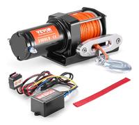 VEVOR Treuil électrique 1588 kg, 12 V CC treuil pour VTT/UTV avec câble synthétique à 12 brins de Φ0,5 x 1188,7 cm, télécommande à distance filaire, étanche IP55, pour remorquage, bateau, tout-terrain