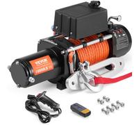 VEVOR Treuil électrique 4536 kg 12 V CC, treuil pour camion avec corde synthétique Φ0,9 x 1981,2 cm, guide-câble, télécommande sans fil et filaire, étanche IP55, pour SUV, tout-terrain, camion, bateau