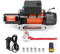 VEVOR Treuil électrique 4536 kg 12 V CC, treuil pour camion avec corde synthétique Φ0,9 x 1981,2 cm, guide-câble, télécommande sans fil et filaire, étanche IP55, pour SUV, tout-terrain, camion, bateau