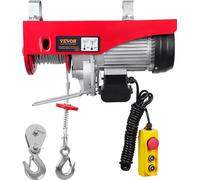 VEVOR Treuil électrique 500kg à 1000kg Hauteur de levage 12m Treuil à moteur 1600W Moteur en cuivre Poulie 10m/min Vitesse de levage Palan avec télécommande filaire Palan à câble Palan à chaîne