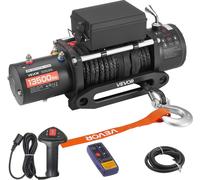 VEVOR Treuil électrique, 6100 kg, 12 V DC treuil électrique avec 26 m de câble synthétique, télécommande sans fil & filaire, IP55, pour le remorquage de véhicules tout-terrain, jeeps, remorques &batea