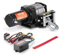 VEVOR Treuil Électrique VTT UTV Capacité de Traction 1361 kg 12 V CC avec Câble en Acier à 7 Brins Φ 0,5 x 1188,7 cm, Contrôle Filaire, Étanchéité IP55, Treuil pour Remorquage VTT UTV Tout-terrain