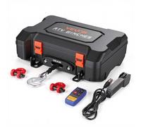 VEVOR Treuil Portable 12 V CC 1587 kg Treuil Électrique Corde Synthétique, pour Quad, Télécommandes sans Fil et Filaire, Kit de Récupération en Boîtier avec Guide-Câble, Sangle et Crochet à Manille