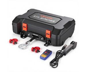 VEVOR Treuil Portable 12 V CC 1587 kg Treuil Électrique Corde Synthétique, pour Quad, Télécommandes sans Fil et Filaire, Kit de Récupération en Boîtier avec Guide-Câble, Sangle et Crochet à Manille
