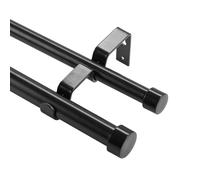 VEVOR Tringle à Rideau Double Barre à Rideau Extensible 92-183 cm avec Embouts Capuchons Robuste en Fer Charge 13,6 kg pour Accroche Rideau Occultant et Voilage Fenêtre Salon Salle de Bain Chambre
