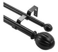 VEVOR Tringle à Rideau Double Barre à Rideau Extensible 92-183 cm Embouts Ronds Noir