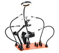 VEVOR Troisième Main Soudure à 4 Bras, Station Aide de Soudage Magnétique, avec Étau, Lampe Loupe LED 3X, Support de Circuit Imprimé, Support de Pistolet à Air Chaud 360°, pour Réparation Électronique