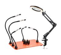 VEVOR Troisième Main Soudure Aide Soudage Magnétique 5 Bras avec Lampe Loupe 3X