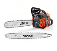 VEVOR Tronçonneuse Thermique 62 cm³ 2,7 kW Scie à Chaîne à Essence 2 Temps pour Coupe Bois, Élagage, Défrichage, avec Guides-chaînes 508/558,8 mm, Starter Synchronisé à Accélérateur, Double Réservoir