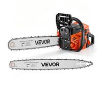 VEVOR Tronçonneuse Thermique 62 cm³ 2,7 kW Scie à Chaîne à Essence 2 Temps pour Coupe Bois, Élagage, Défrichage, avec Guides-chaînes 508/558,8 mm, Starter Synchronisé à Accélérateur, Double Réservoir