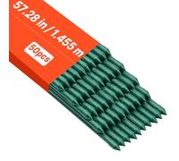 VEVOR Tuteur Plante 1,45 m Tuteur Plante Grimpante 50 PCS Tuteurs à Tomates Jardin pour Soutien Plantes Grimpantes Légumes Extérieur, Métal Recouvert Plastique Extrémité Pointue Picots Antidérapants