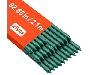 VEVOR Tuteur Plante 2,1 m Tuteur Plante Grimpante 25 PCS Tuteurs à Tomates Jardin pour Soutien Plantes Grimpantes Légumes Extérieur, Métal Recouvert Plastique Extrémité Pointue Picots Antidérapants