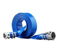 VEVOR Tuyau de lavage à contre-courant, 51 mm x 15,24 m, tuyau de décharge plat en PVC robuste avec raccords Camlock C & E en aluminium, pinces, compatible avec les pompes, filtres à sable, pour vidan