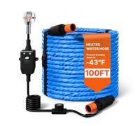 VEVOR Tuyau d'Eau Chauffant pour Camping-Car 30,5 m Diamètre Intérieur 16mm, Tuyau d'Eau Potable Antigel Jusqu'à -43 °C, Surface Plissée, avec Thermostat Intégré, Protection GFCI, Sans Plomb ni BPA
