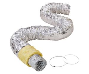 VEVOR Tuyau Flexible Isolé 130x7620 mm Conduit d'Aération Isolant Thermique en Aluminium PET avec 2 Colliers de Serrage Protection à Trois Couches pour Ventilation, Chauffage, Refroidissement, R-4.2