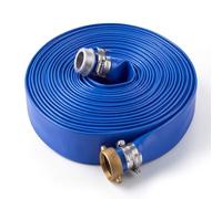 VEVOR Tuyau Refoulement Plat 38,1 mm 30,48 m Tuyau Plat Évacuation PVC Bleu | Pour Vidange Piscine, Irrigation Agricole, Compatible Pompe à Eau/Filtre à Sable/Submersible, 6,2 bar, avec Raccords Ergots